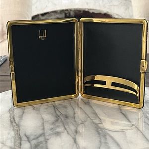 Vintage ALFRED DUNHILL Black Leather Snakeskin and Brass Cigarette Holder Case